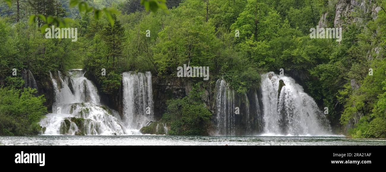 Milanovac and Milka Trnina Slapovi waterfalls, Plitvice Lakes National Park, Croatia Stock Photo
