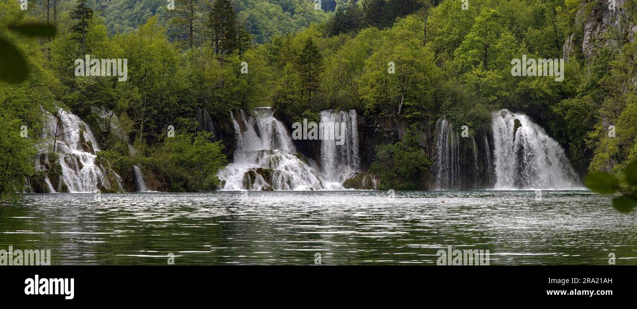 Milanovac and Milka Trnina Slapovi waterfalls, Plitvice Lakes National Park, Croatia Stock Photo
