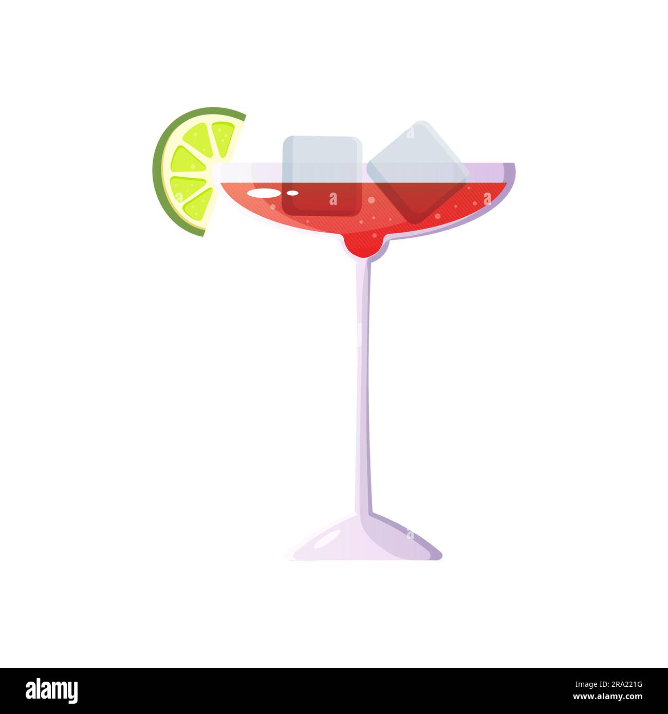 Manhattan cocktail with lime, mint and ice. Vector illustration. Stock Vector