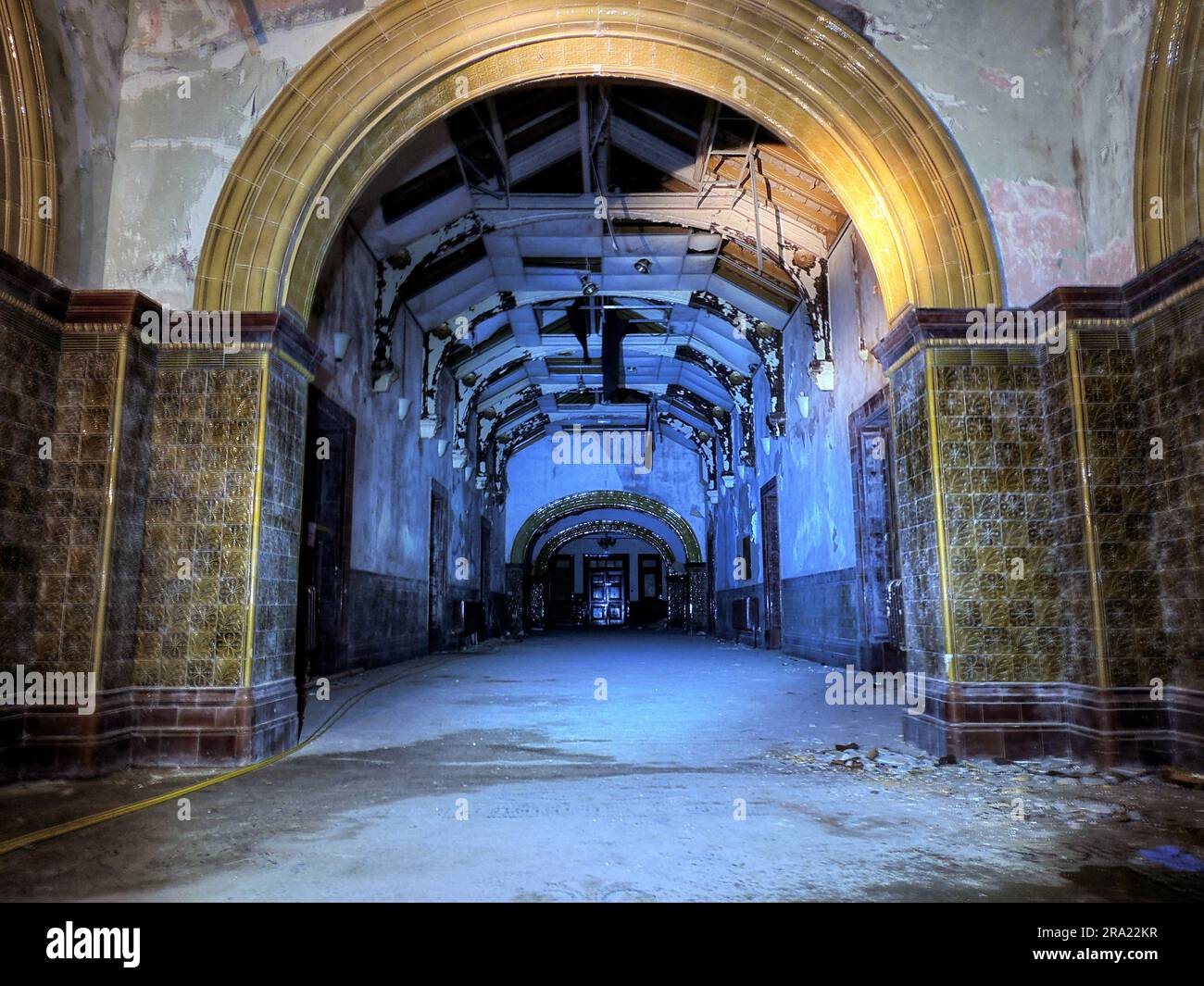 A grand hallway in the former asylum. WEST YORKSHIRE; UK CHILLING