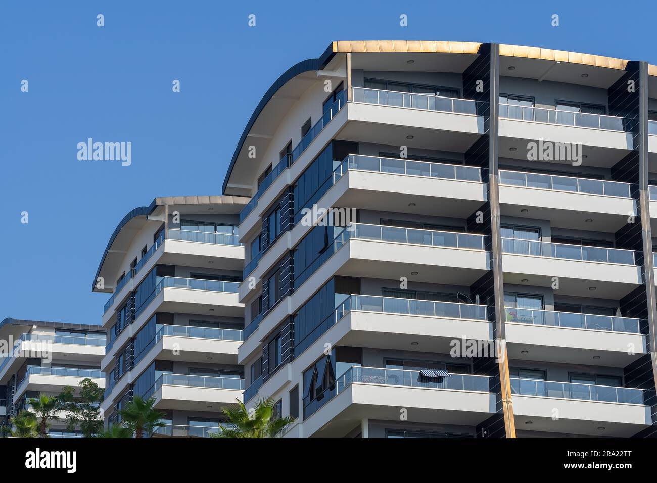 A modern residential complex consisting of several apartment buildings ...
