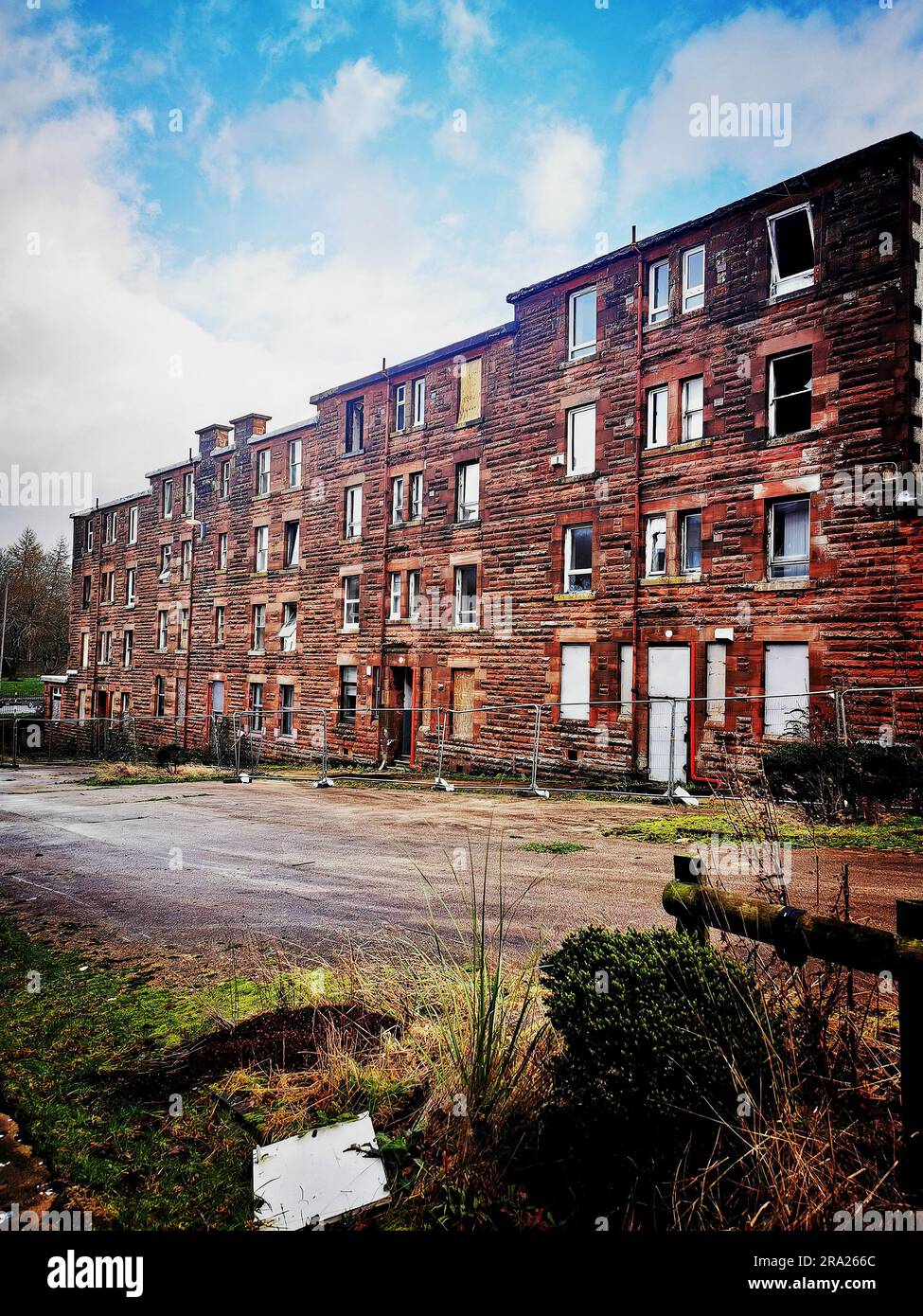 The exterior of the apartment building GLASGOW, SCOTLAND TO THE