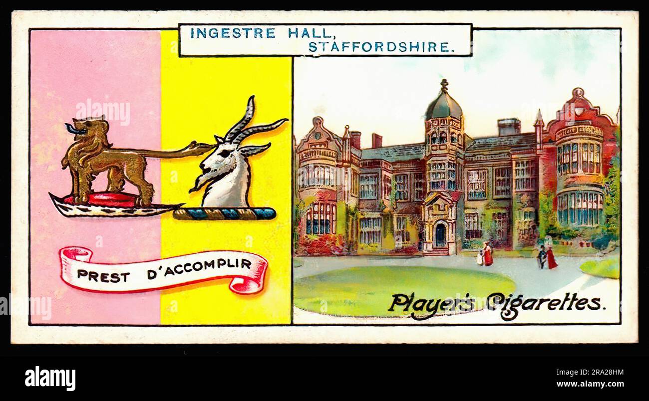 Ingestre Hall - Vintage Cigarette Card Stock Photo