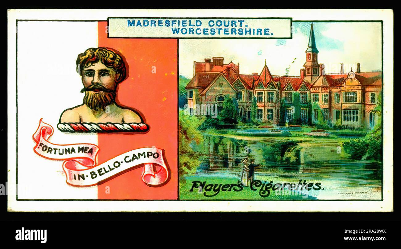 Madresfield Court, Worcestershire - Vintage Cigarette Card Stock Photo