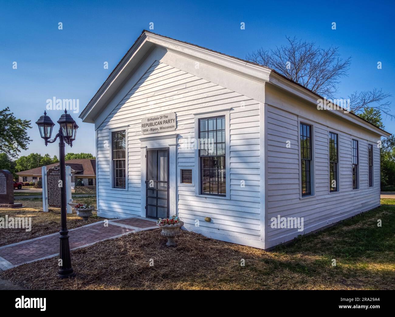The Little White Schoolhouse the Birthplace of the Republican Party Muweum & legacy Center in Ripon Wisconsin Stock Photo