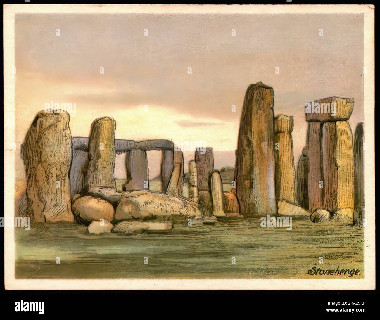 Stonehenge - Vintage Cigarette Card Stock Photo - Alamy