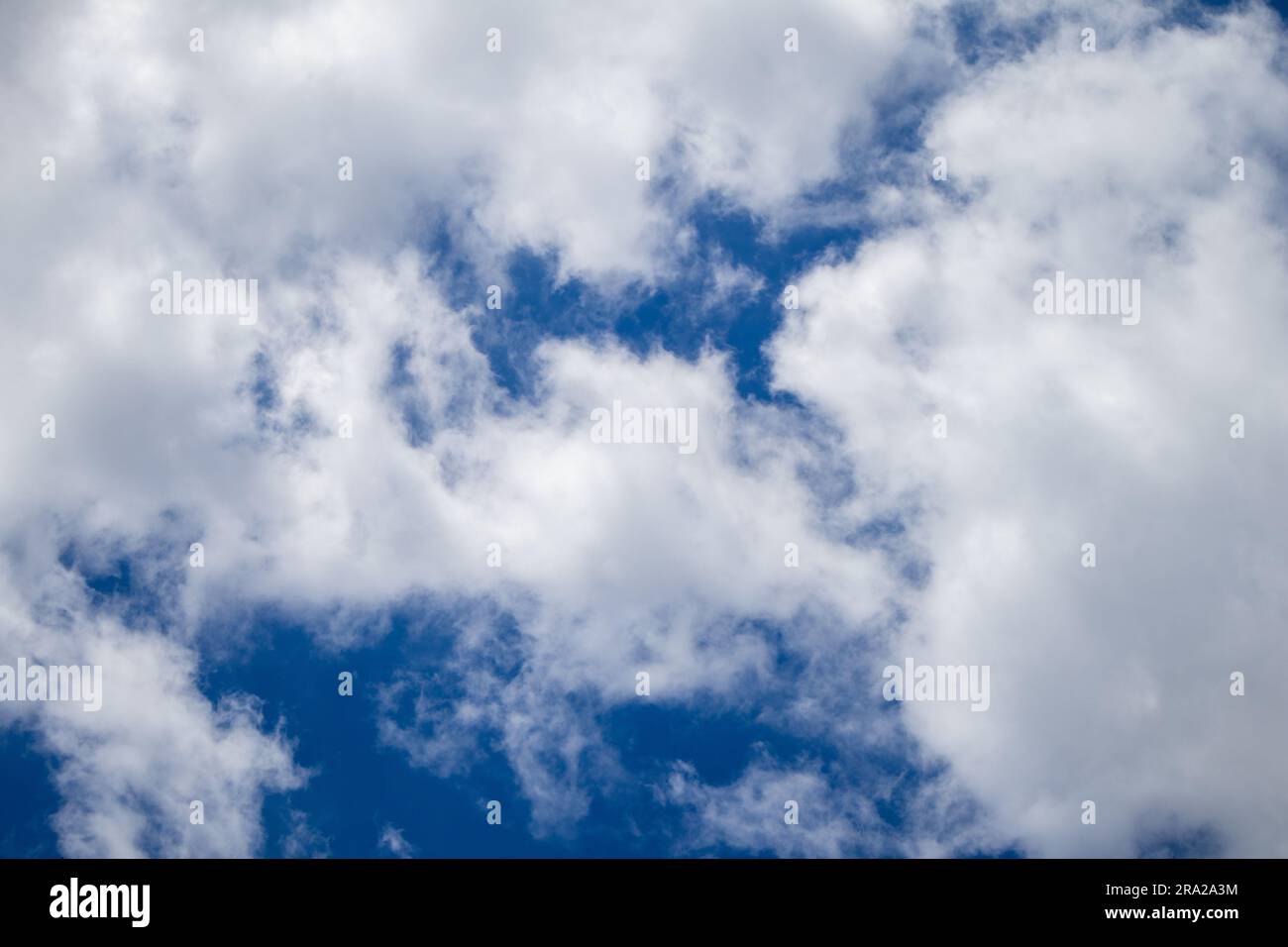 White clouds in the blue sky above Zagreb Stock Photo
