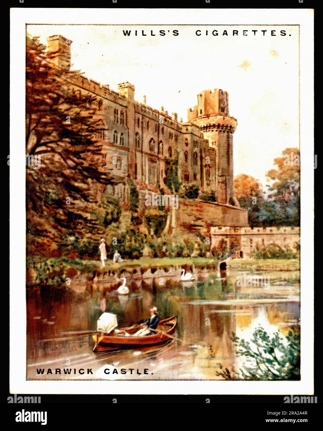 Warwick Castle - Vintage Cigarette Card Stock Photo