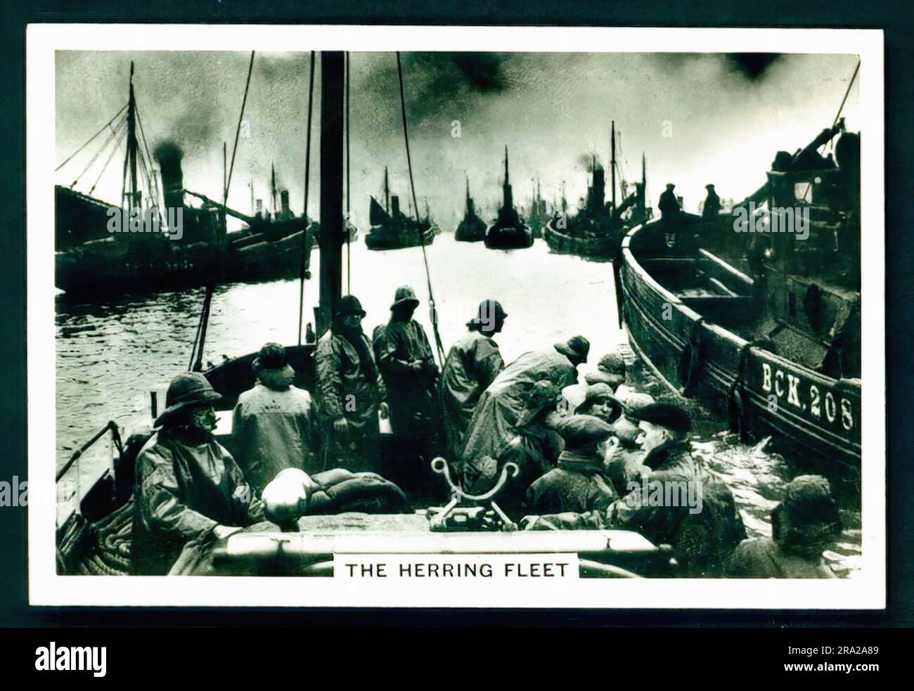 Yarmouth Fishing Fleet - Vintage Cigarette Card Stock Photo
