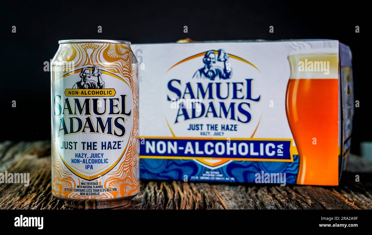 NORWALK, CT, USA MAY 4, 2022 Non alcoholic Samuel Adams Ipa beer
