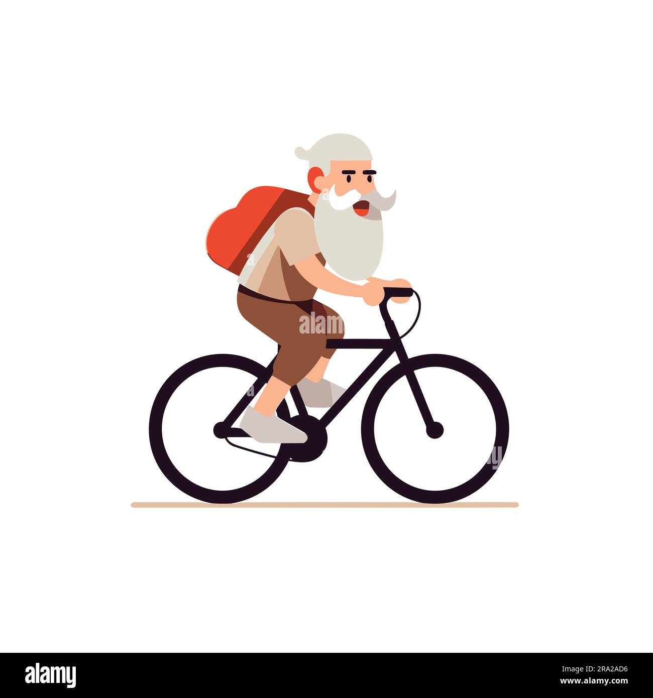 Old Man Riding Bicycle Vector Flat Minimalistic Isolated Stock Vector ...