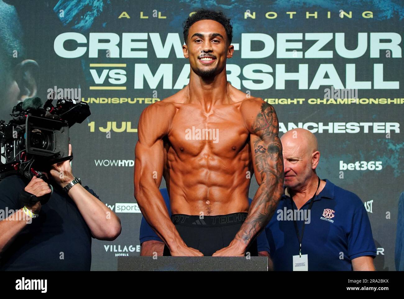 Boxer Ben Whittaker during a weigh in at the AO Arena, Manchester