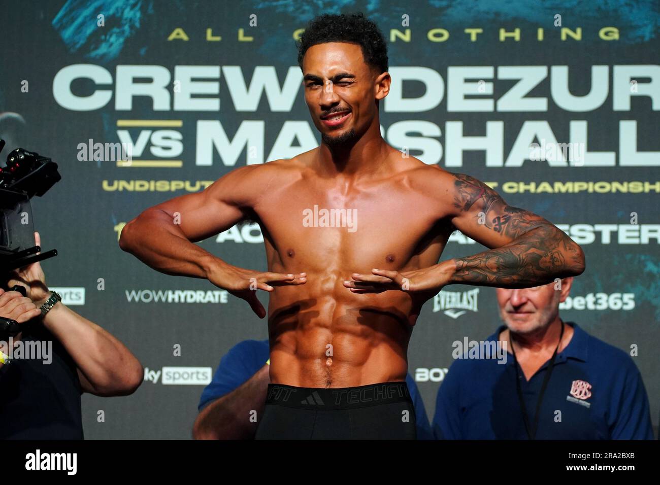 Boxer Ben Whittaker during a weigh in at the AO Arena, Manchester