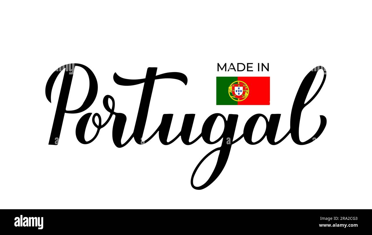 Made in Portugal handwritten label. Quality mark icon. Calligraphy hand