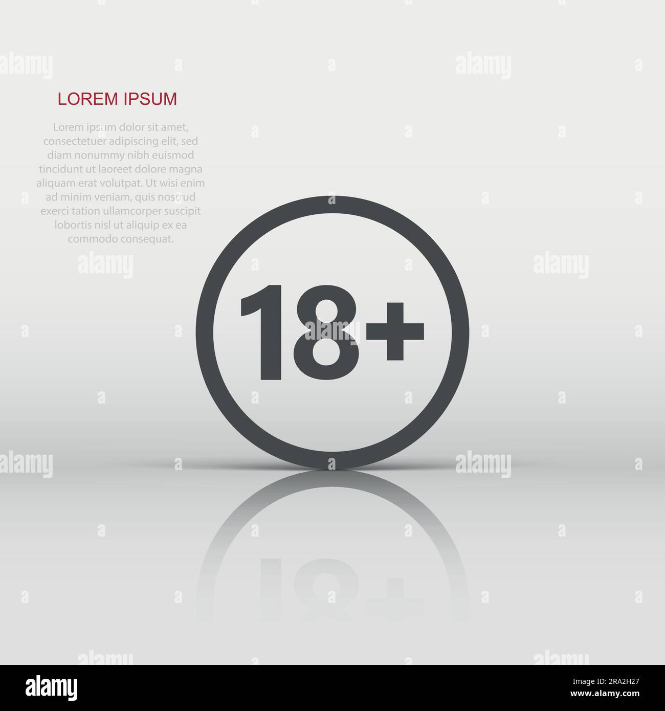 18 plus icon in flat style. Adult only vector illustration on white