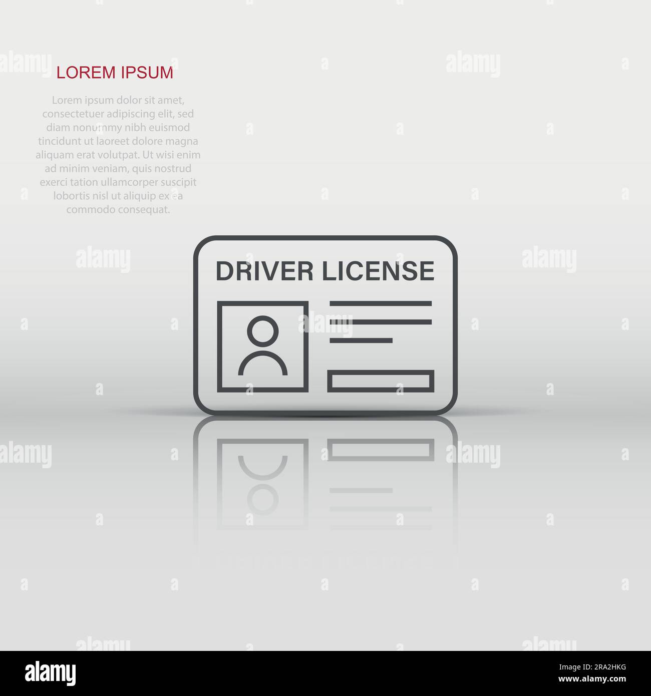 Driver license icon in flat style. Id card vector illustration on white