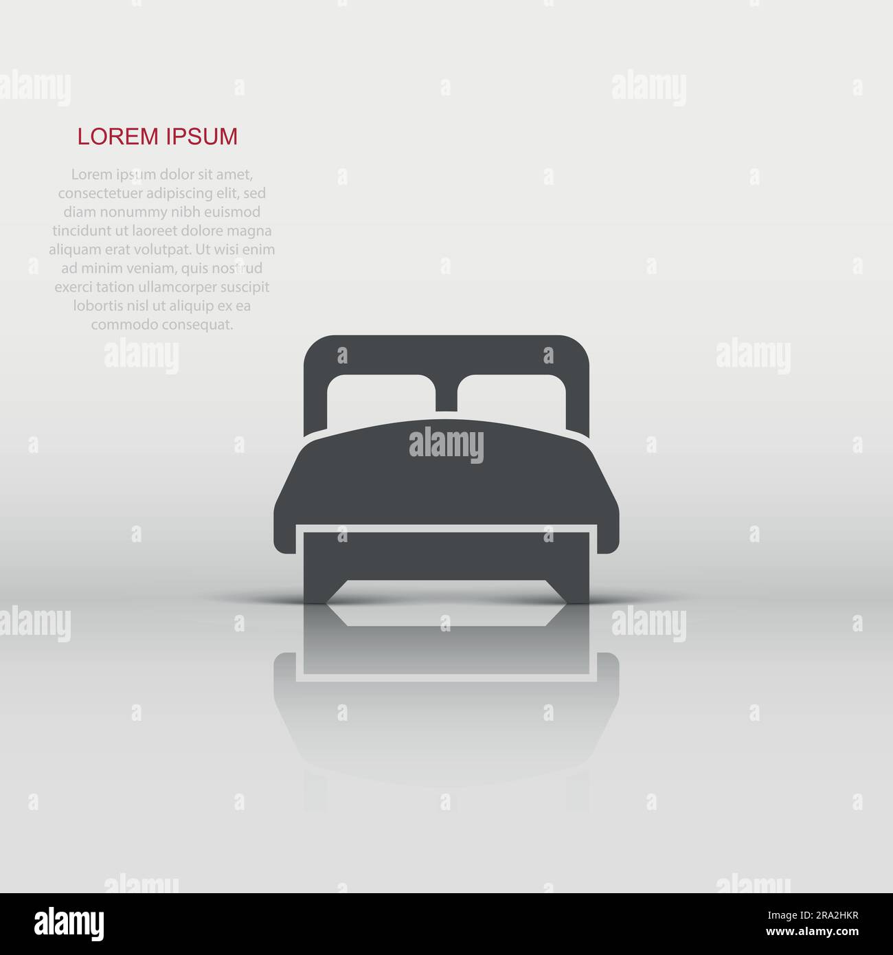 Bed icon in flat style. Bedroom sign vector illustration on white ...