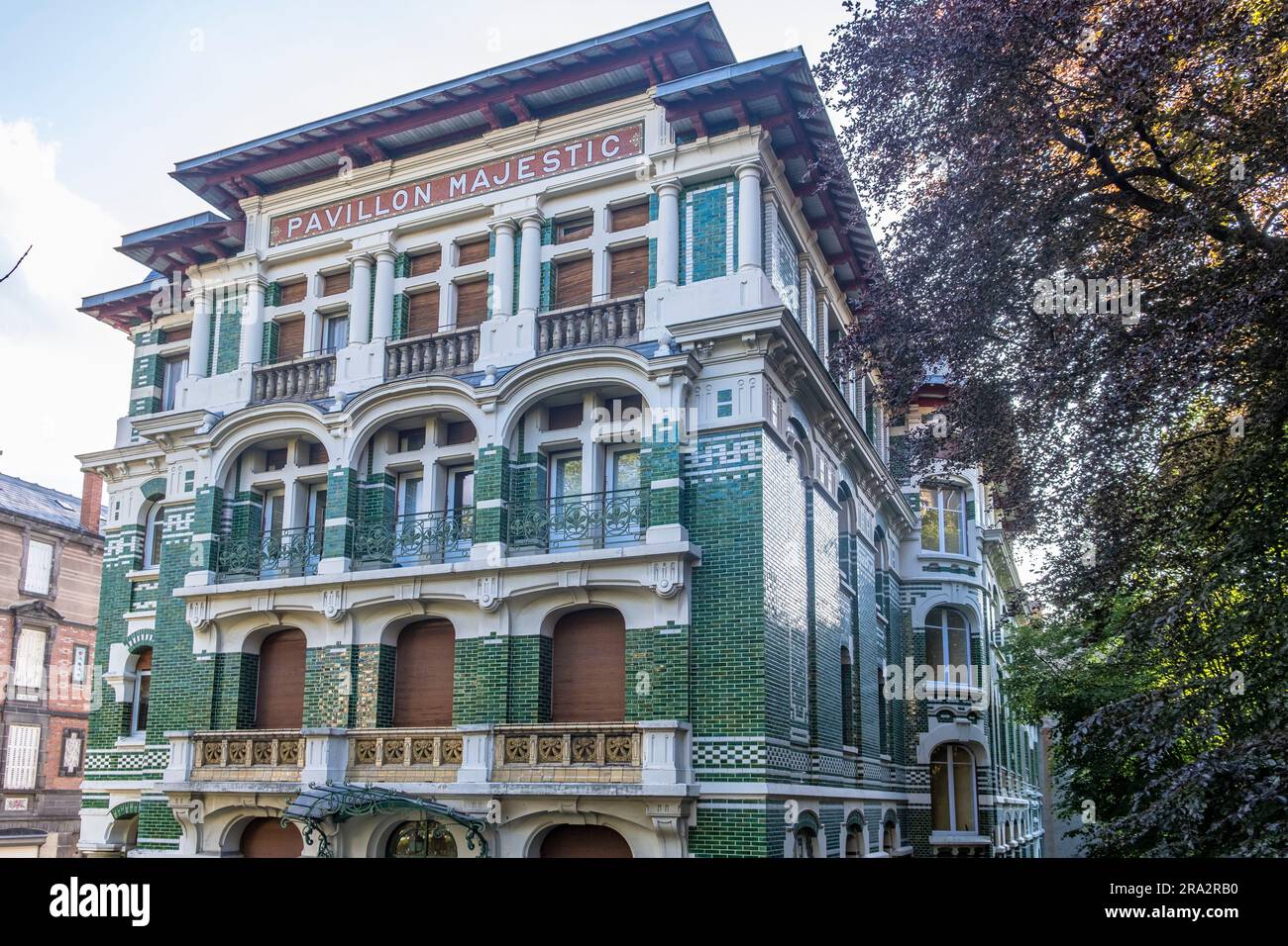 France, Puy de Dome, Royat, spa town, Pavillon Majectic hotel Stock Photo