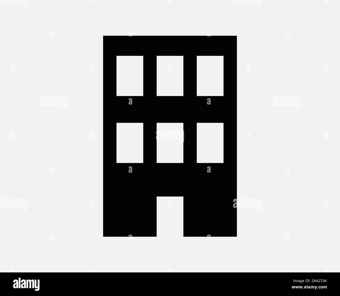 Building Icon. Apartment Condominium Office Block Residential House Residence Structure. Black White Graphic Clipart Artwork Symbol Sign Vector EPS Stock Vector