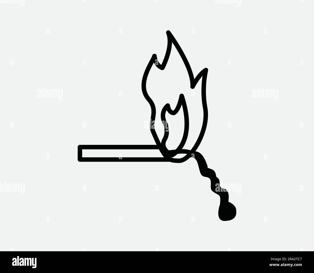 Burning Match Icon Fire Flame Hot Wooden Stick Burn Light Ignite Blaze