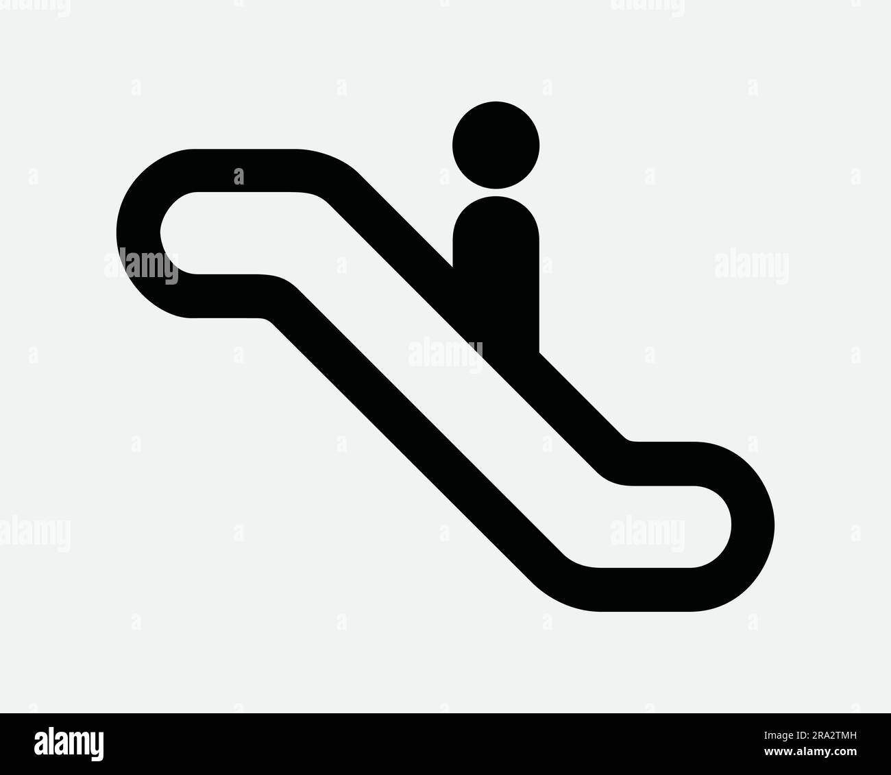 Escalator Icon. Stairs Staircase Step Up Down Walkway Elevator Label Information Info Path. Black White Graphic Clipart Artwork Symbol Sign Vector EPS Stock Vector