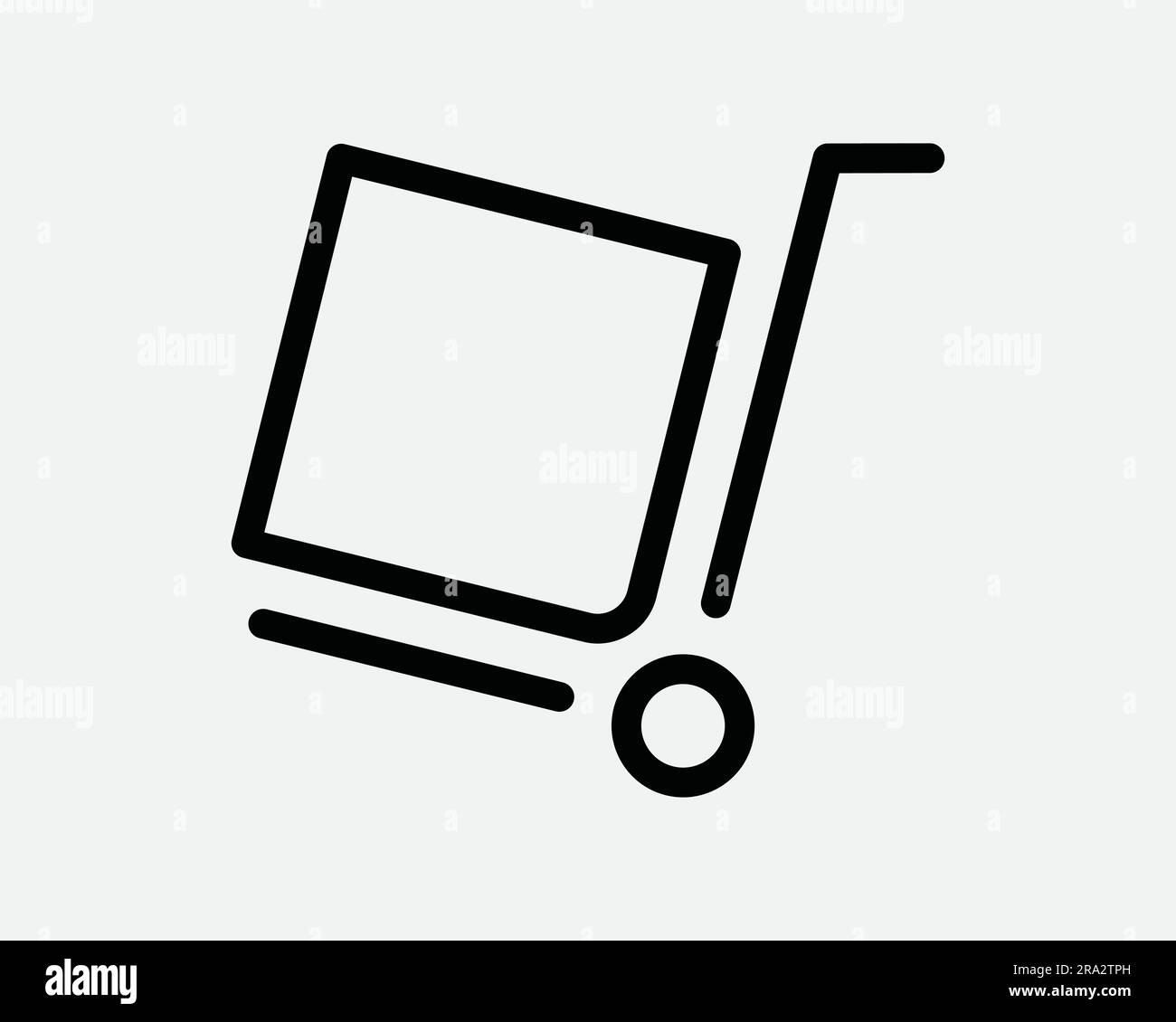 Hand Trolley Icon. Delivery Package Box Warehouse Transport Truck Cargo Order Parcel Load. Black White Graphic Clipart Artwork Symbol Sign Vector EPS Stock Vector