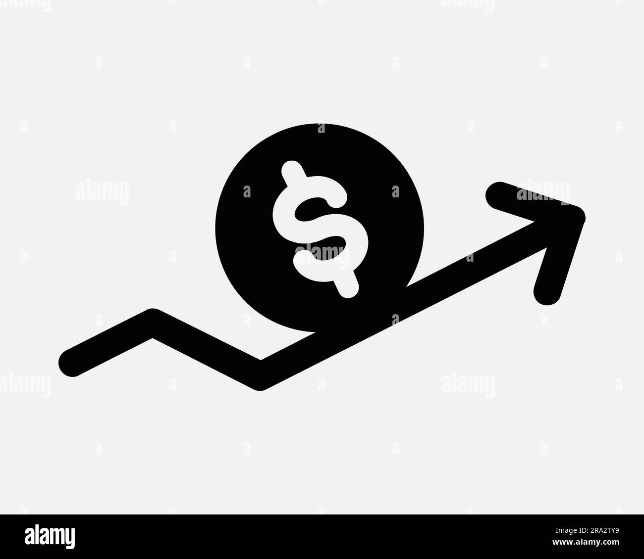 Money Arrow Icon. Business Finance Growth Graph Income Sales Profit Up Investment Success. Black White Graphic Clipart Artwork Symbol Sign Vector EPS Stock Vector
