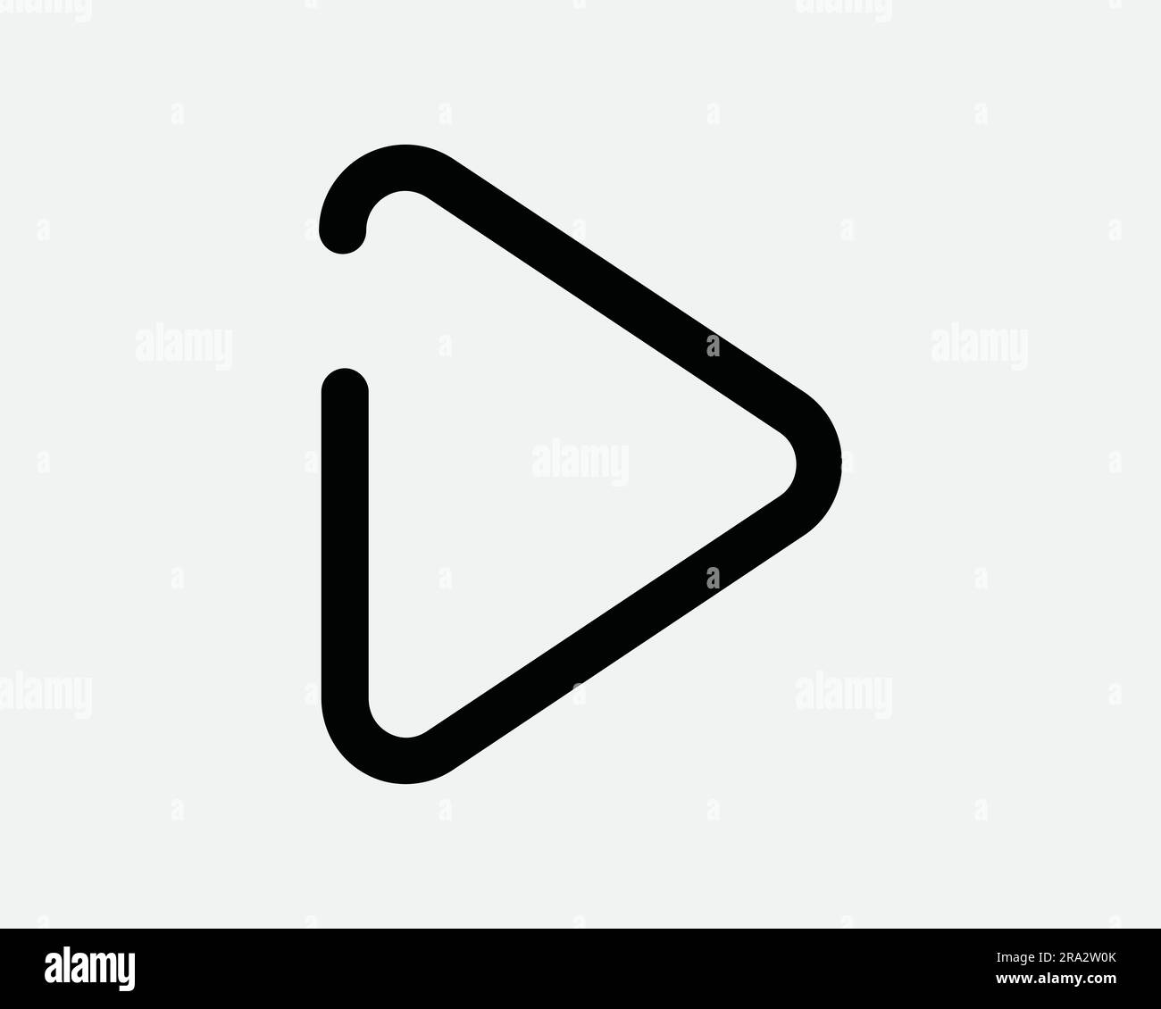 Play Button Line Icon Media Music Playback Audio Movie Player Start Next Right Arrow Shape Black White Graphic Clipart Artwork Symbol Sign Vector EPS Stock Vector