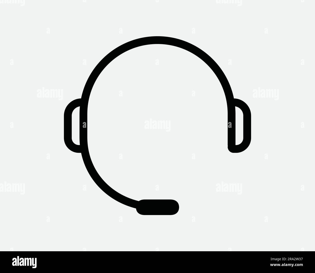 Customer Service Headset Line Icon. Headphone Head Set Phone Call Center Contact Help Game Black White Graphic Clipart Artwork Symbol Sign Vector EPS Stock Vector