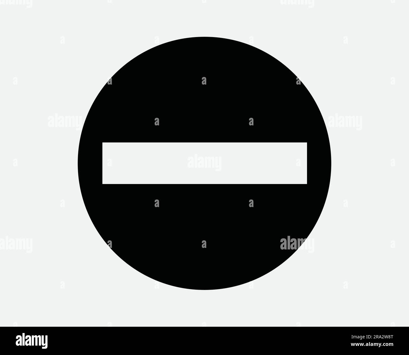 No Entry Sign. Traffic Road Symbol Do Not Enter Entrance Denied Restricted Warning Safety Circle Round. Black White Graphic Icon Artwork Vector EPS Stock Vector