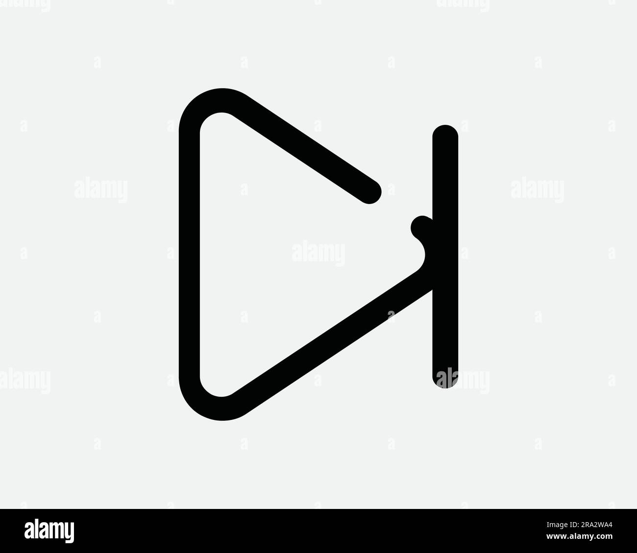 Skip Line Icon Next Track Fast Forward Audio Media Music Movie Playback Right Arrow Player Black White Graphic Clipart Artwork Symbol Sign Vector EPS Stock Vector