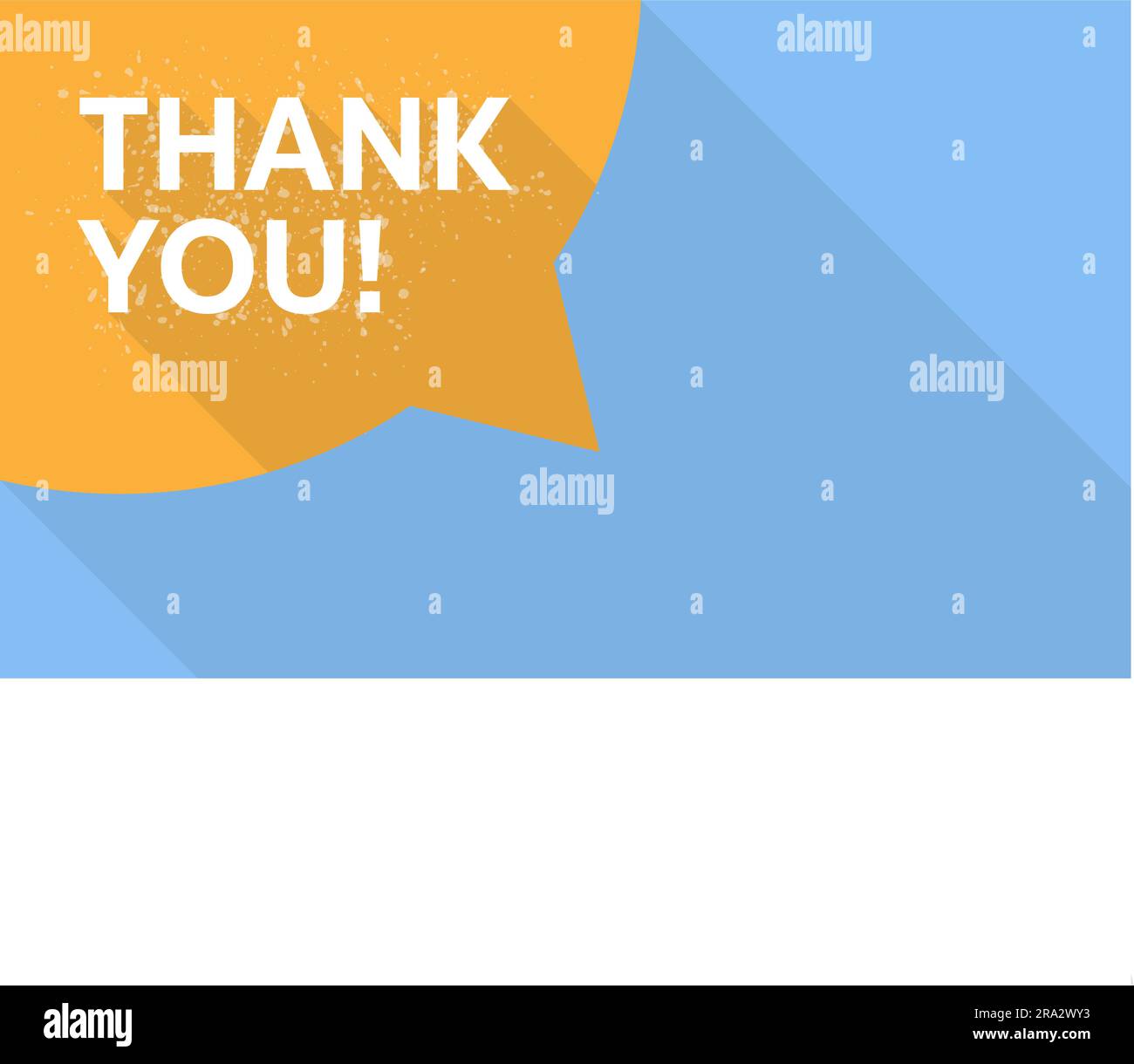 orange speech bubble with phrase THANK YOU on light blue background
