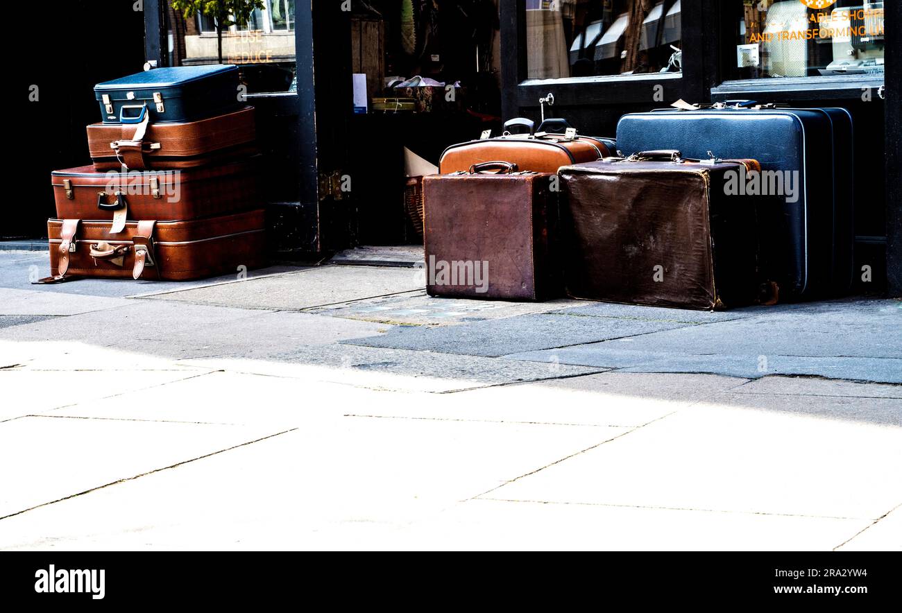 Suitcases on Street Stock Photo