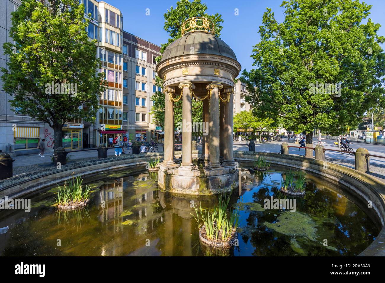 Artesian well at the Albertplatz in Dresden. This is where the citizens of Dresden used to get their coffee water. Dresden, Germany Stock Photo