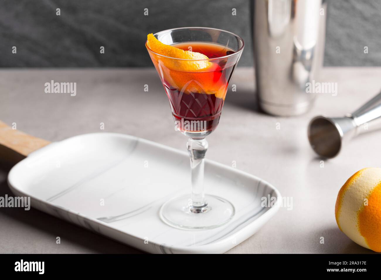 Boulevardier Cocktail booze bourbon whiskey, sweet vermouth and Italian