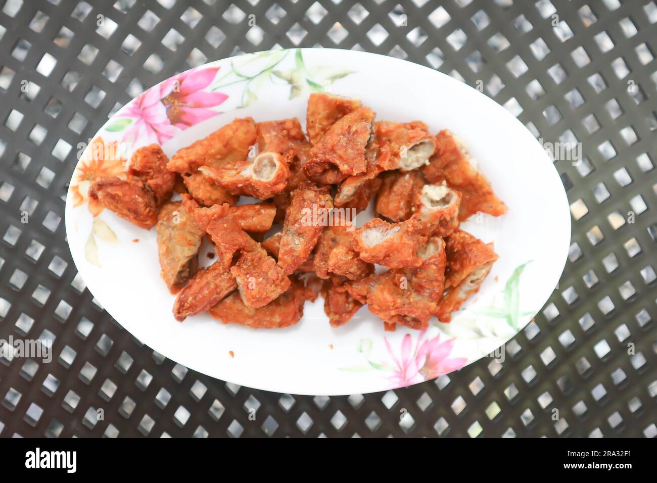 deep fried chitterlings or deep fried pork , fried pork for serve Stock