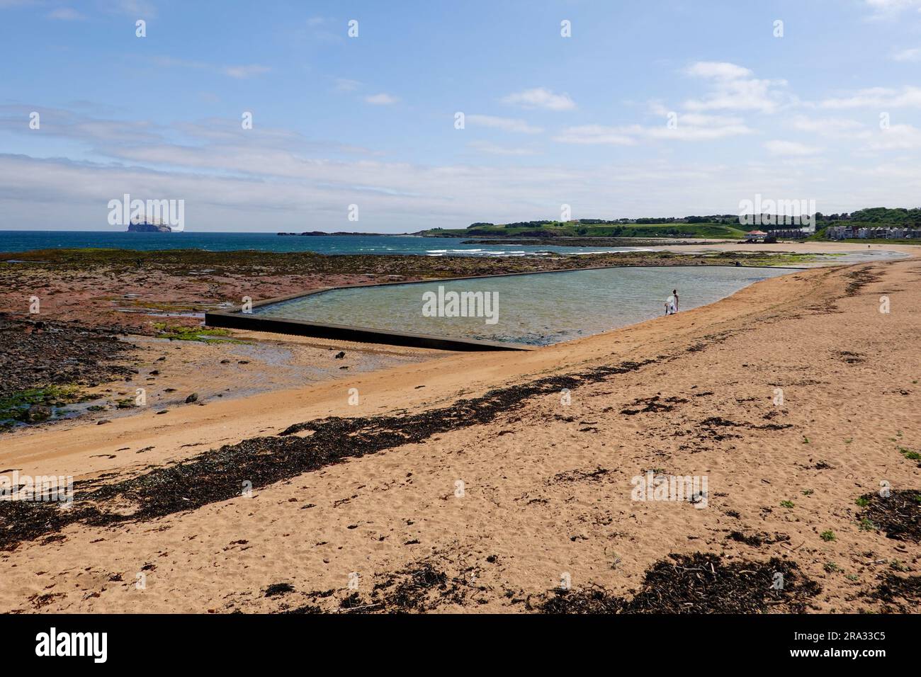 People examining items in the tidal pool. Low tide at East Beach, North