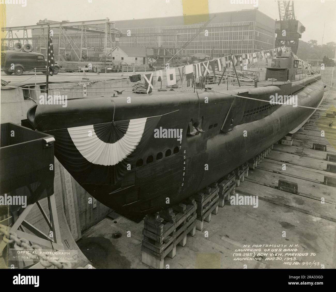 Bow View of the USS Bang. Original caption Navy Yard Portsmouth, N.H