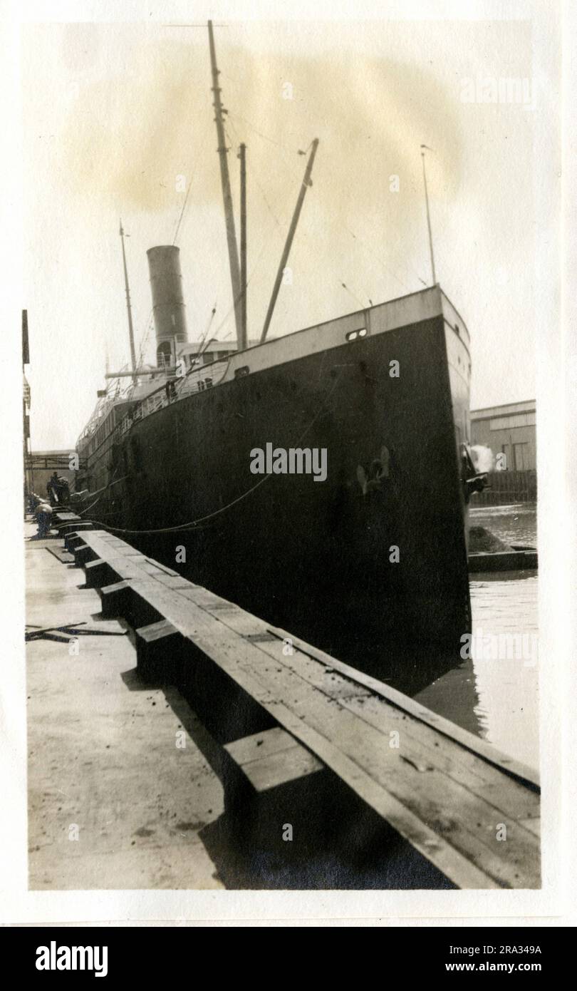 Photograph of the Starboard View of the SS City of Columbus. Photograph Of Starboard View. May 17th/, 1918. Photograph of-City of Columbus: - Nationality- American. Tonnage- 5433. Captain- J. H. Deihl. Owners- Ocean S. S. Co. Where from- boston, Mass. Destination- Boston, Mass. Where photographed- Savannah, Ga/ Sixth Naval District. By whom photographed- J. Boyd Dearborn. Date photographed- May 11th., 1918.. 1918-05-11T00:00:00. Stock Photo