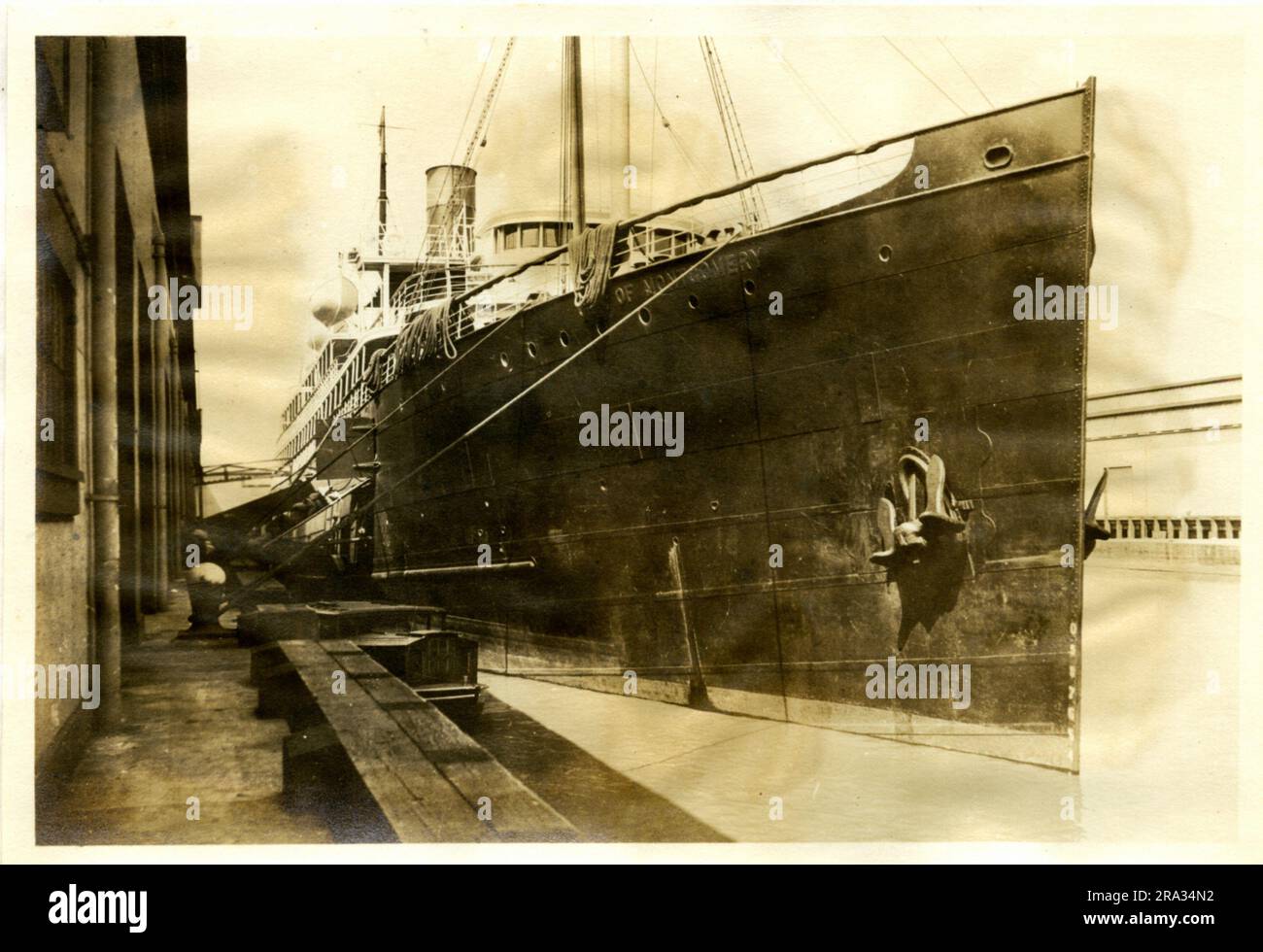 Photograph of the Starboard View of the SS City of Montgomery. Starboard View. Date: - July 27 1918. Photograph : - S. S. City Of Montgomery. Nationality: - American. Tonnage: - 5425. Captain: - M. A. Hammond. Owners: - Ocean S.S. Co. Where From: - New York, N. Y. Destination: - New York, N. Y. Where Photographed: - Savannah, GA. Sixth Naval District. By Whom Photographed: - J. B. Dearborn. Date Photographed July 13th., 1918.. 1918-07-13T00:00:00. Stock Photo