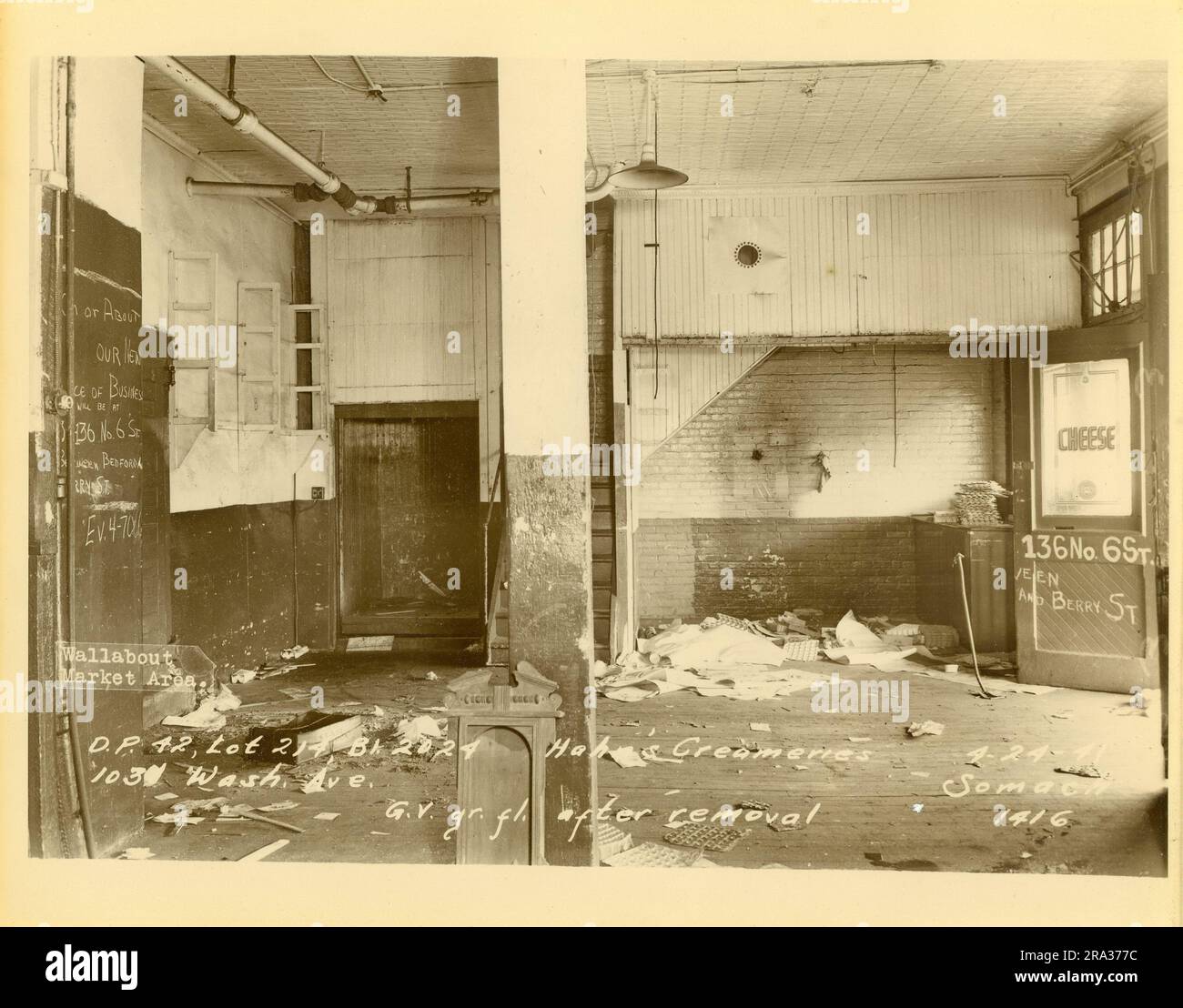 Photograph of interior of lot 214, Bl. 2024, 1031 Wash. Ave., Hahn's Creameries, ground floor after removal. Stock Photo
