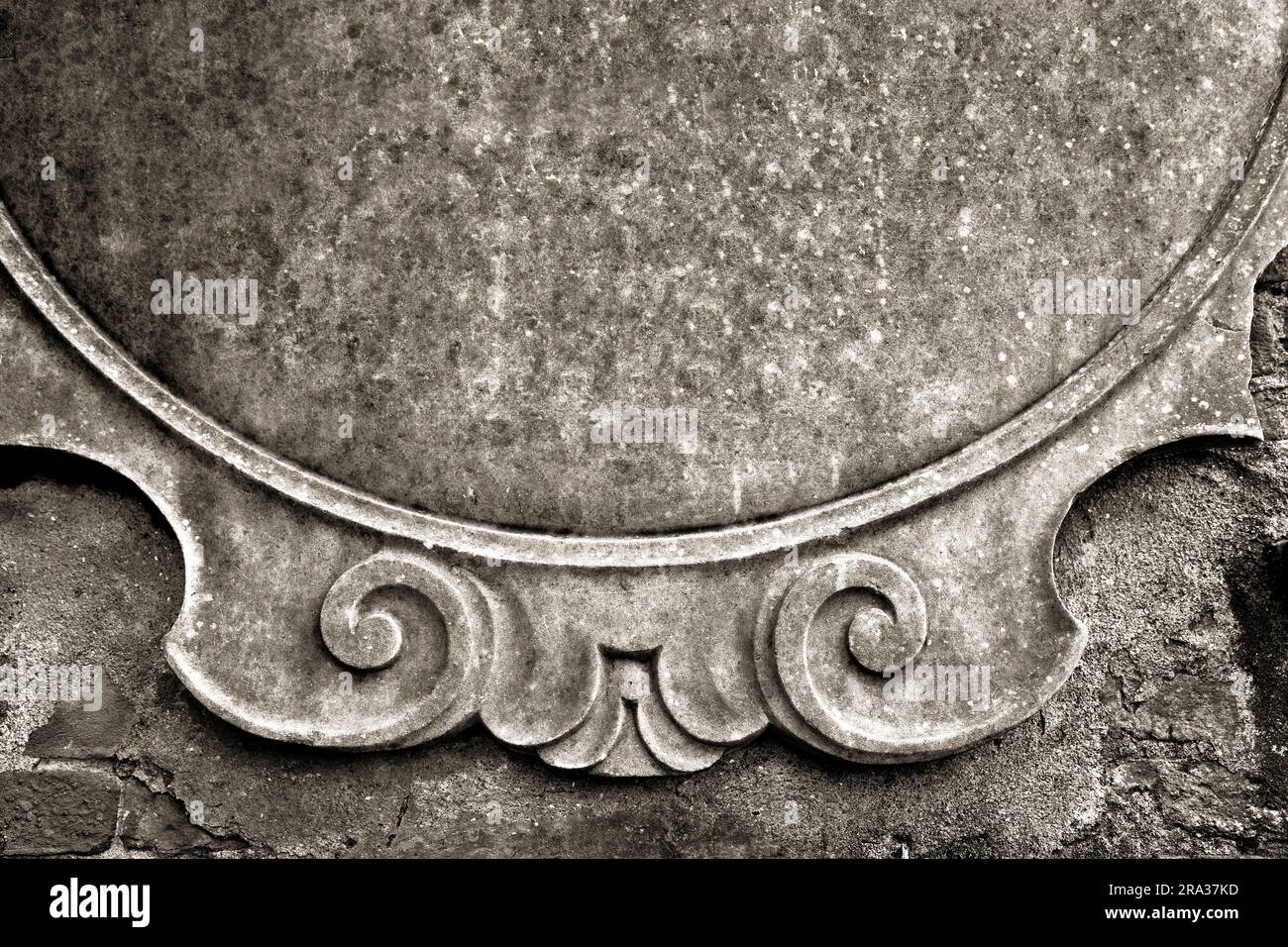 Old Sign Using Stone Blank cement sign on stone wall- Old sign on stucco wall. Toned image ...