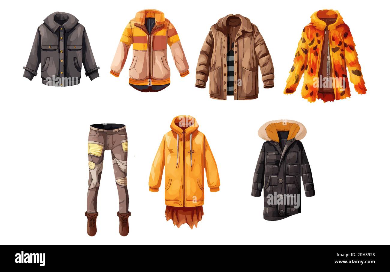 set vector illustration of casual autumn outfit elements isolated on ...