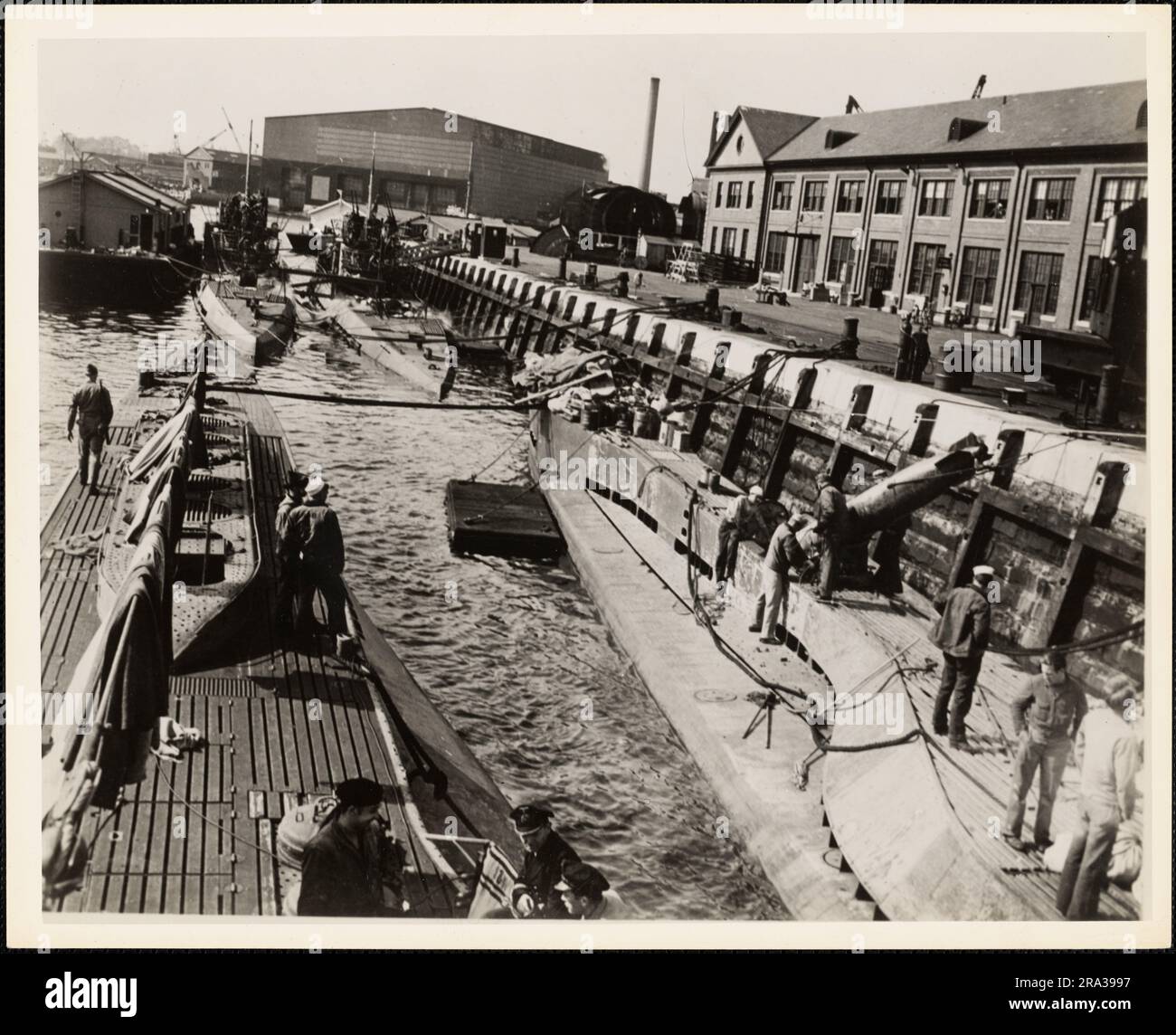 Surrendered German U-Boats, Portsmouth, New Hampshire. Administrative History of the First Naval District in World War II Stock Photo