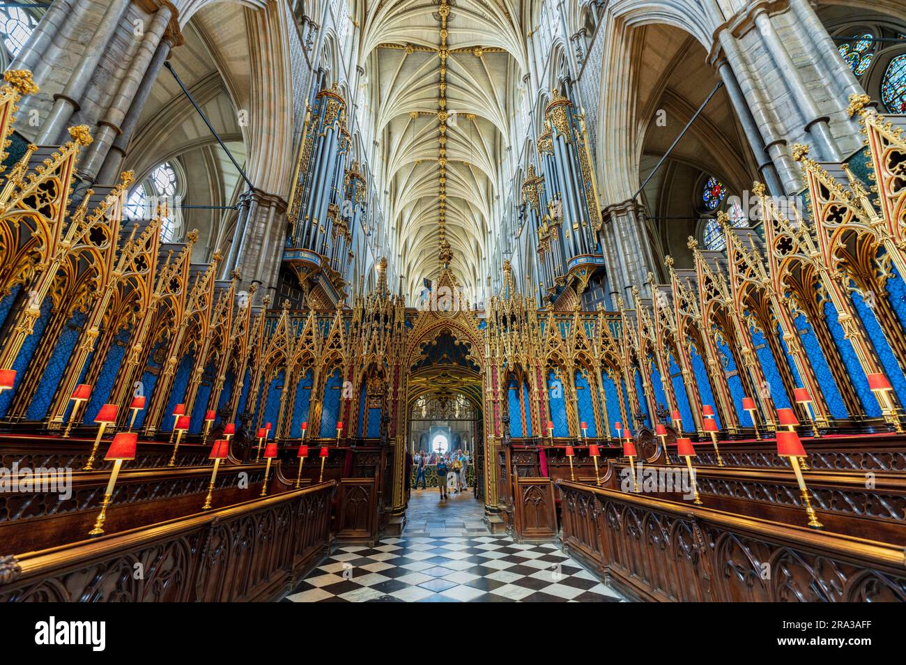 Westminster Abbey interior of the Choir toward the High Altar. Enjoy the Gothic architecture and