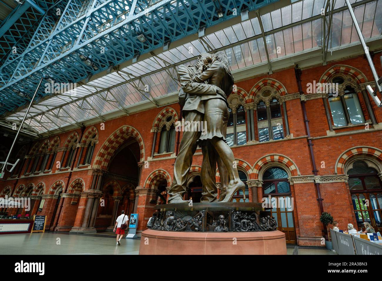 St Pancras railway station in London, England, a famous statue called