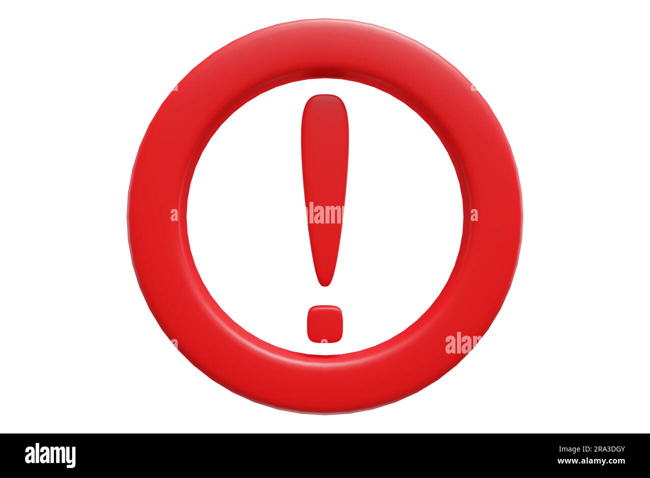 Red exclamation mark on isolated white background.3d rendering Stock
