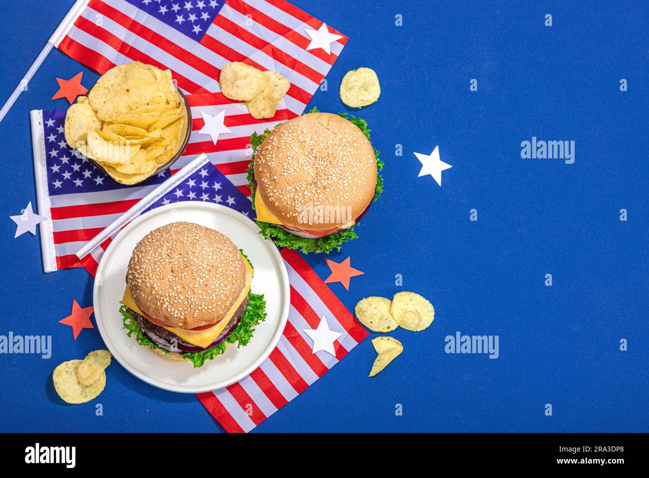 Homemade burgers. An American classic, traditional food for picnic