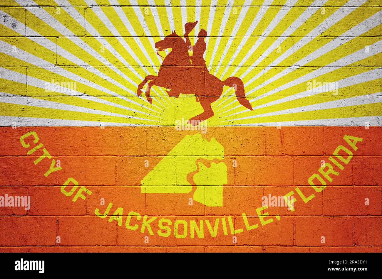 Flag of Jacksonville painted on a cinder block wall Stock Photo Alamy