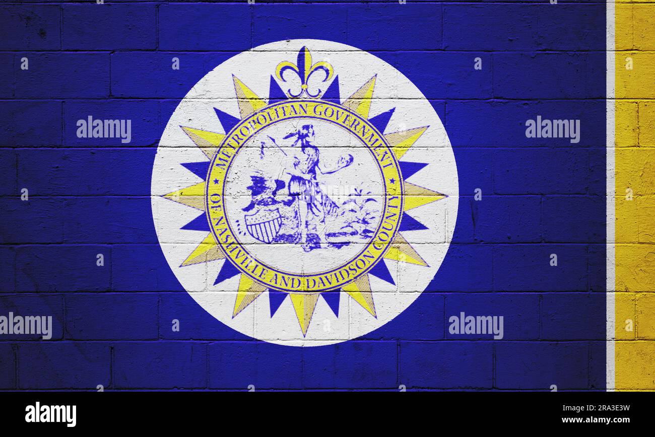 Flag of Nashville painted on a cinder block wall Stock Photo Alamy